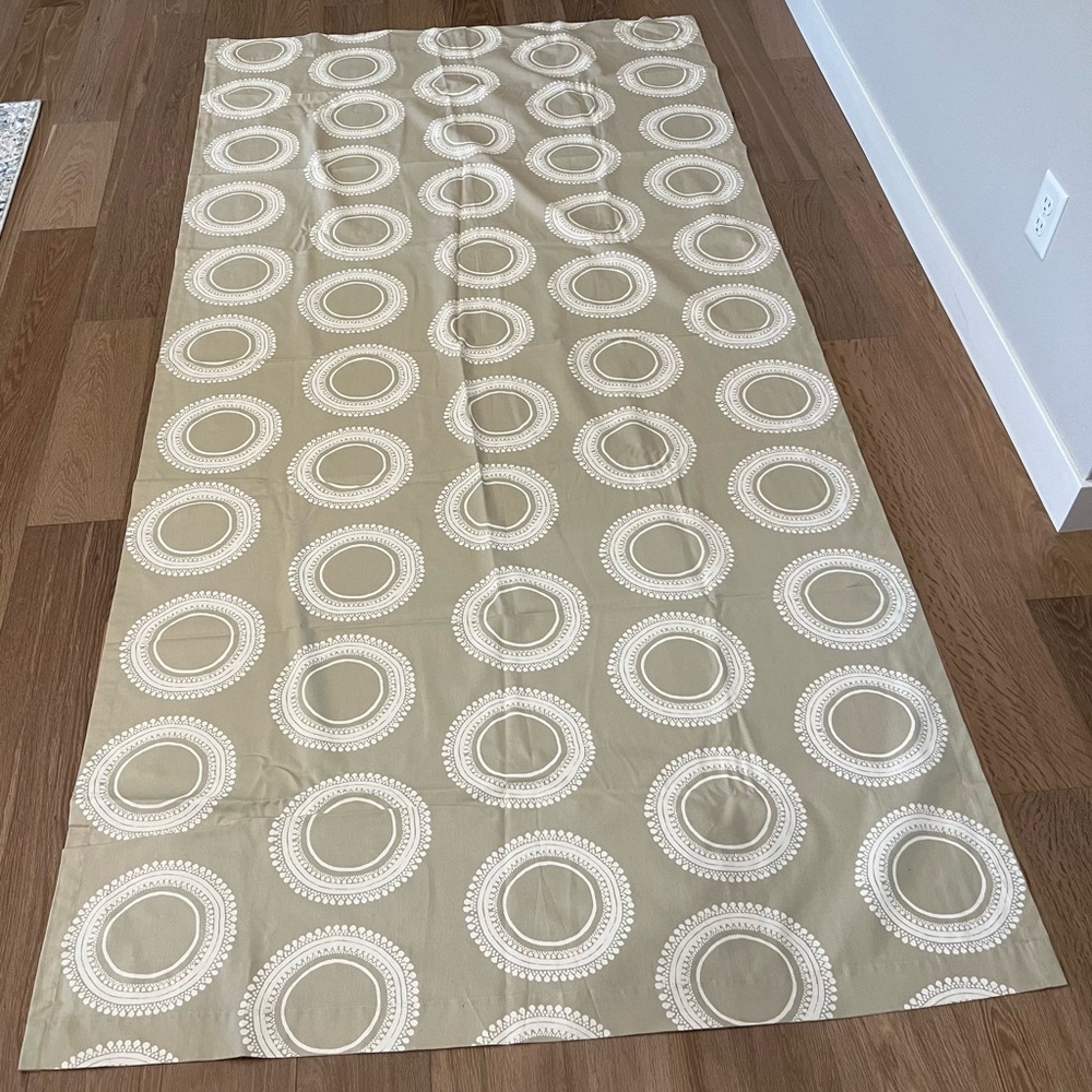 West Elm Beige and White Circular Pattern Curtain
